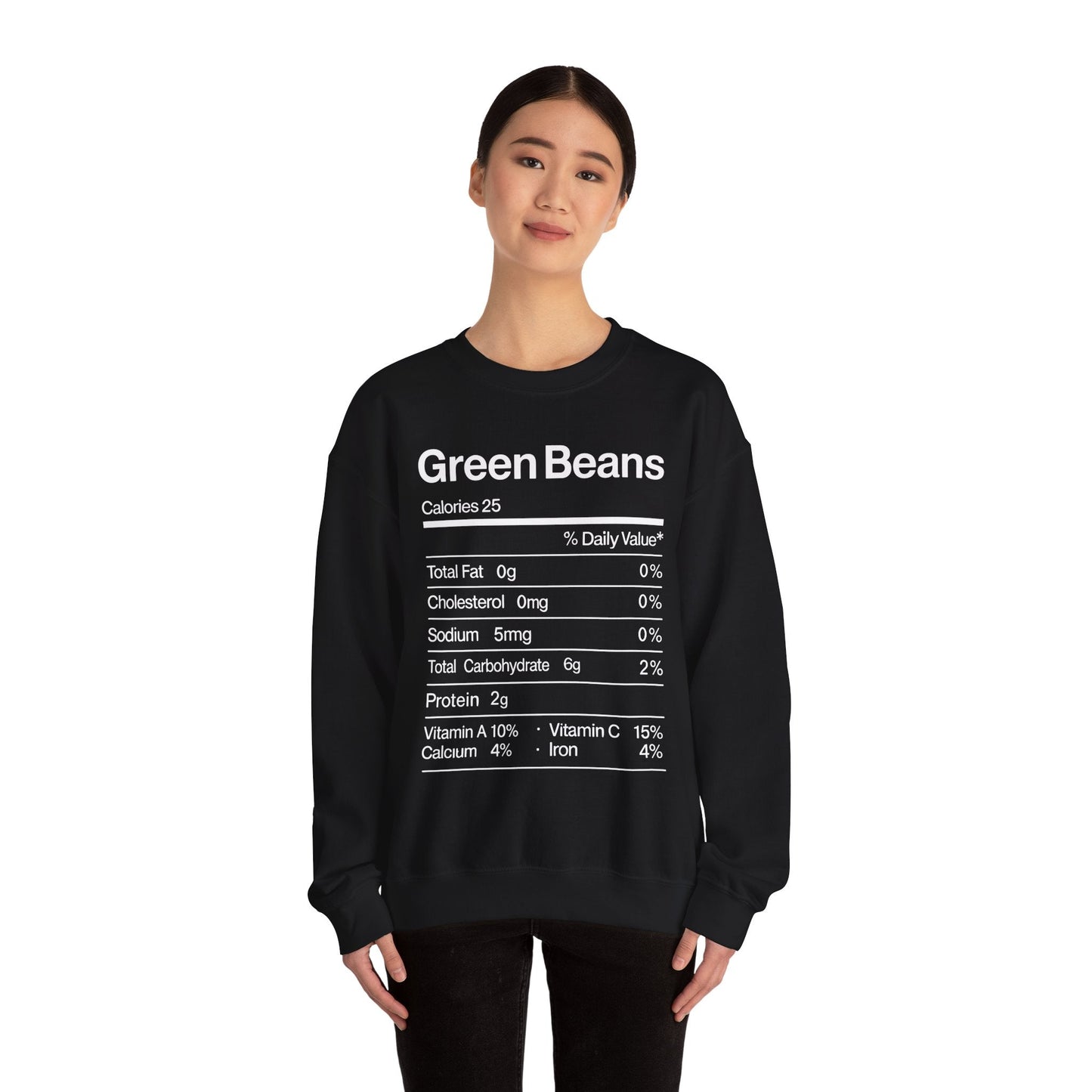 Green Beans Nutrition Facts Funny Thanksgiving Christmas Sweatshirt
