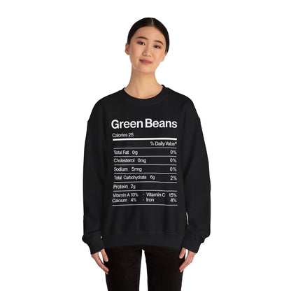 Green Beans Nutrition Facts Funny Thanksgiving Christmas Sweatshirt
