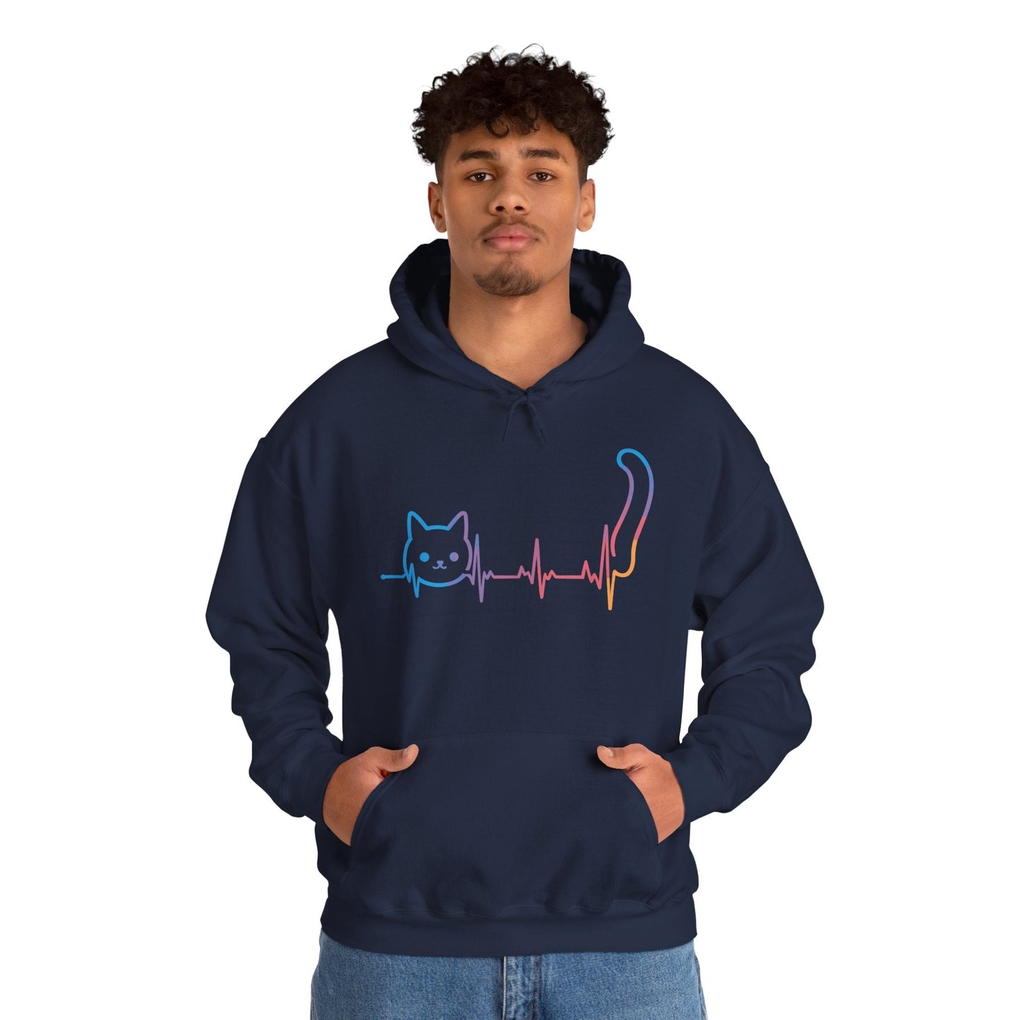 Heartbeat Cat Lover Animal Silhouette Cute Cat Hoodie