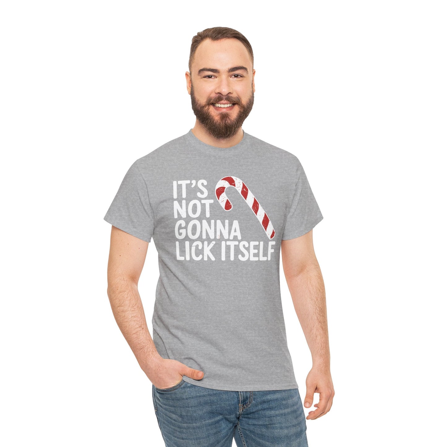 Funny Candy Cane Lick Itself Adult Christmas in July Gift T-Shirt