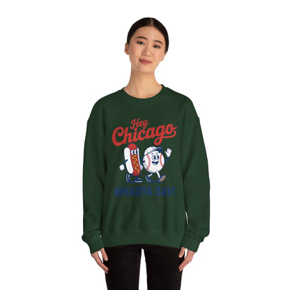 Hey Chicago Whadya Say Baseball and Hot Dog 4th of July Men Women Sweatshirt