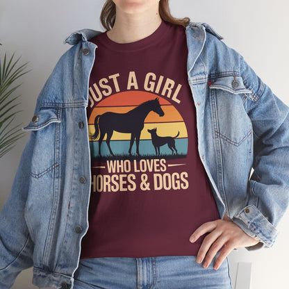 Just A Girl Who Loves Horses and Dogs Women Girls T-Shirt