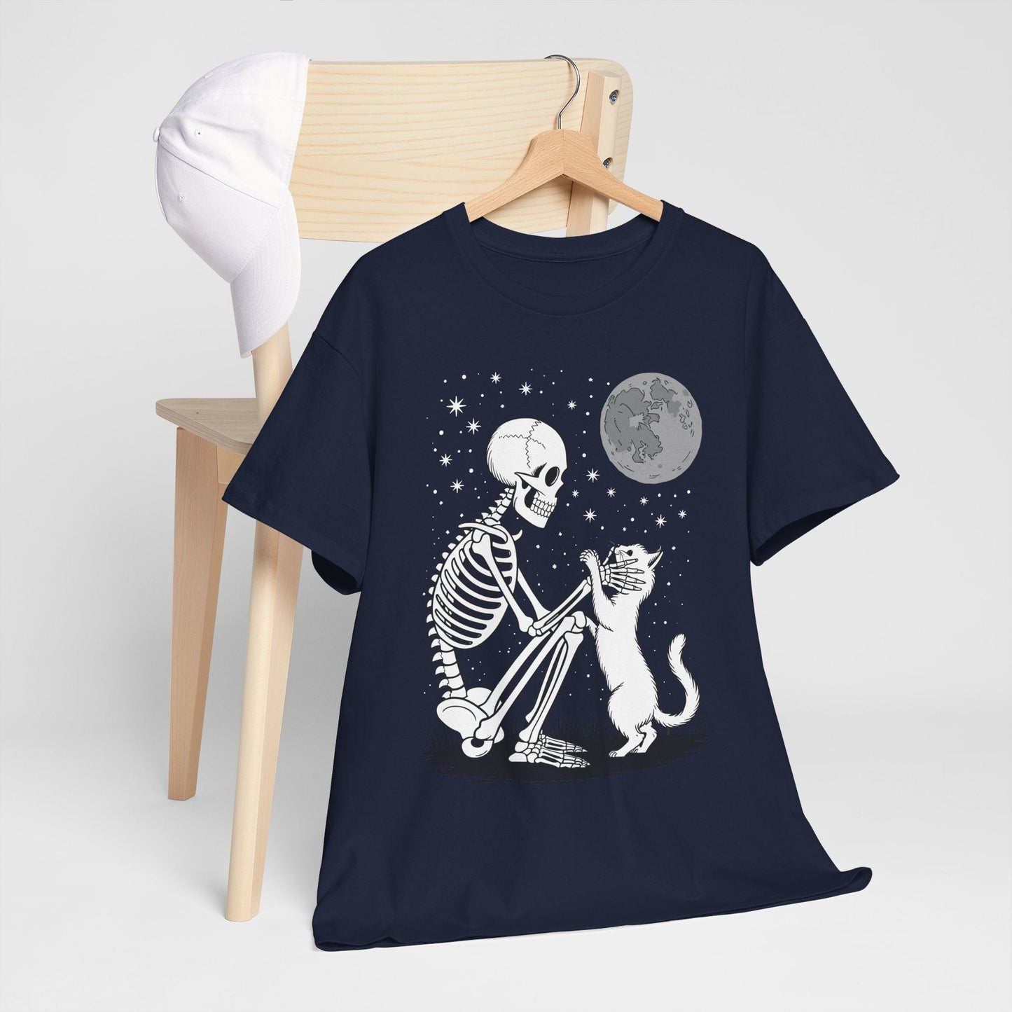 Skeleton Cat Skull Kitty Cute Goth Halloween Men Women T-Shirt