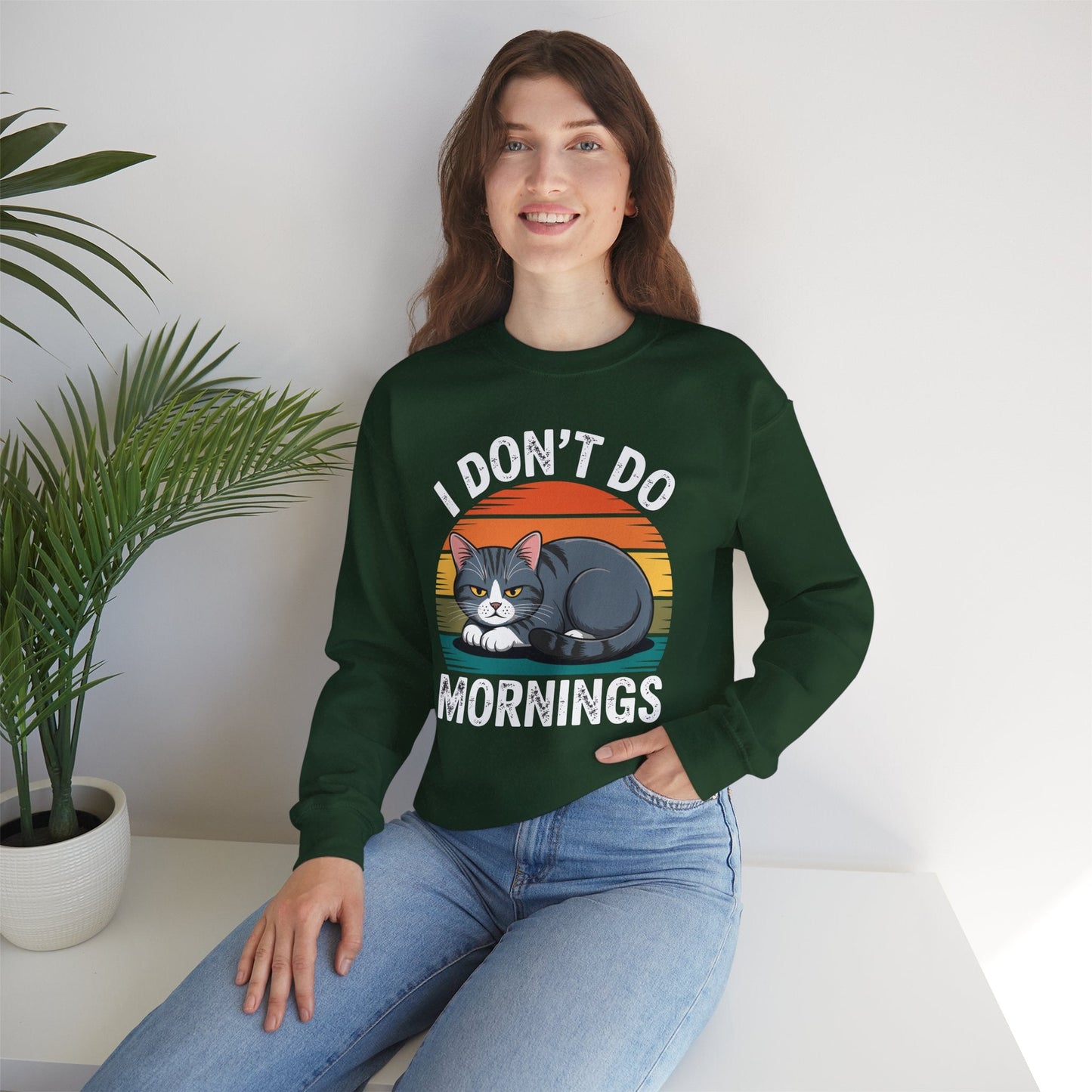 Funny Sleep Cat I Don't Do Morning Sweatshirt