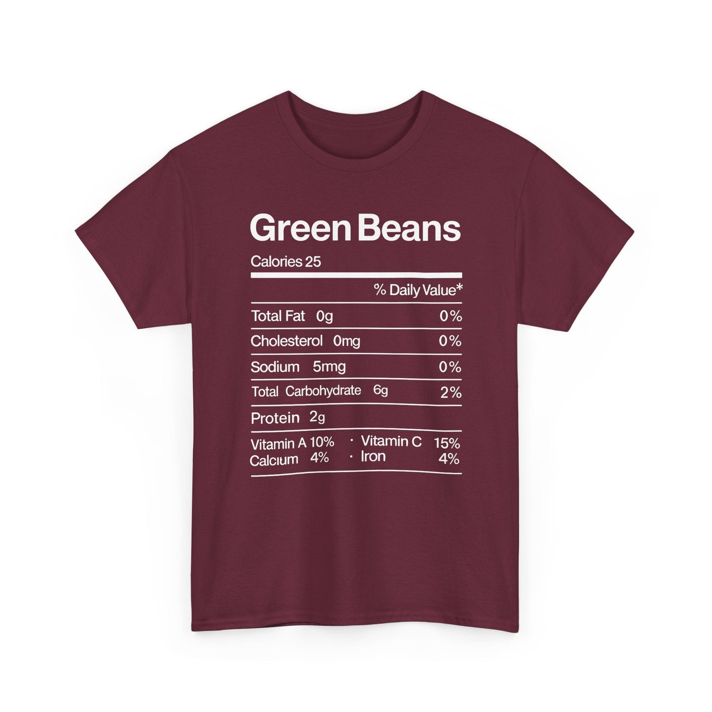Green Beans Nutrition Facts Funny Thanksgiving Christmas T-Shirt