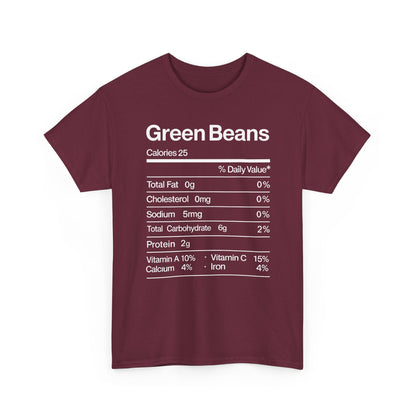 Green Beans Nutrition Facts Funny Thanksgiving Christmas T-Shirt
