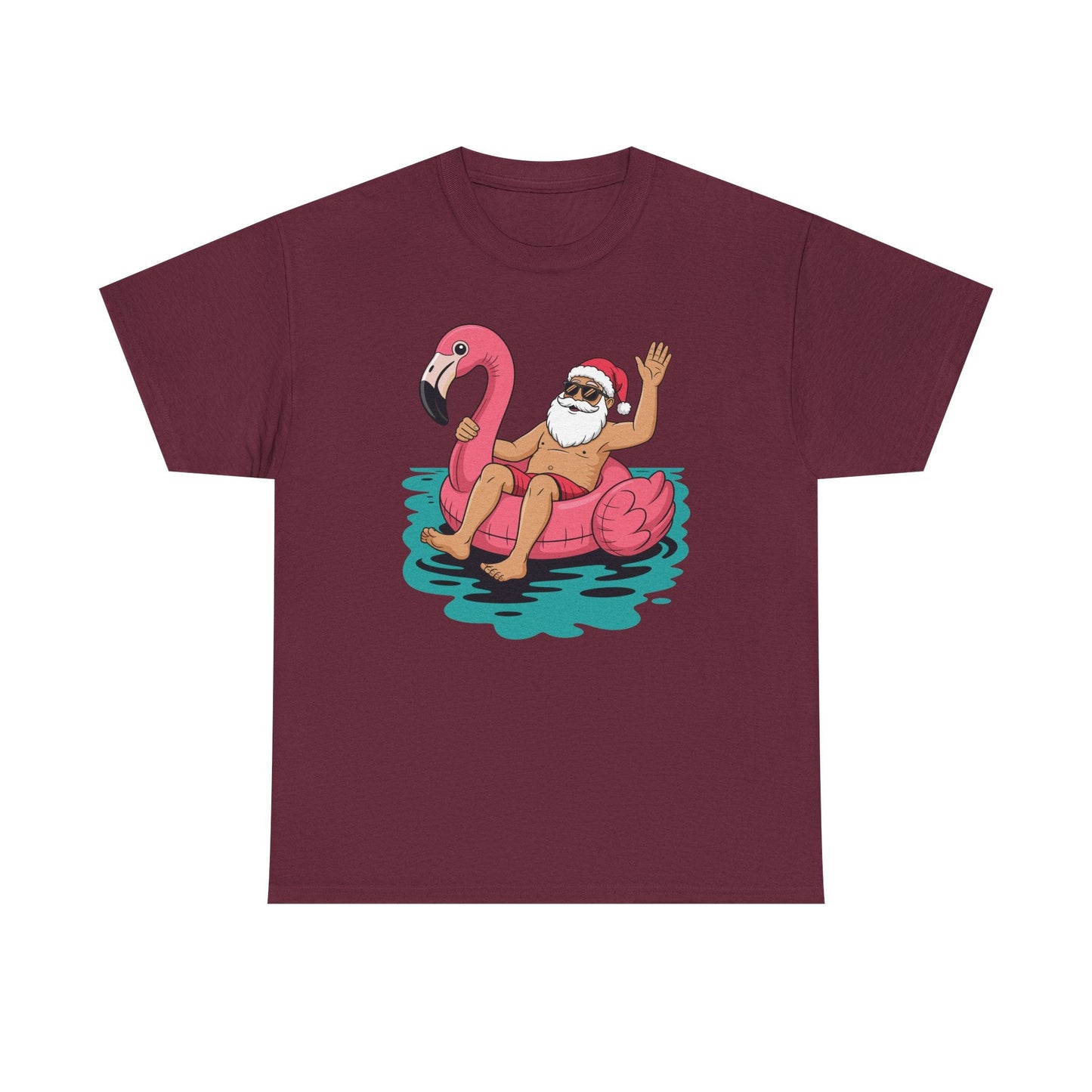 Santa Flamingo Floatie Funny Christmas In July Summer Xmas T-Shirt