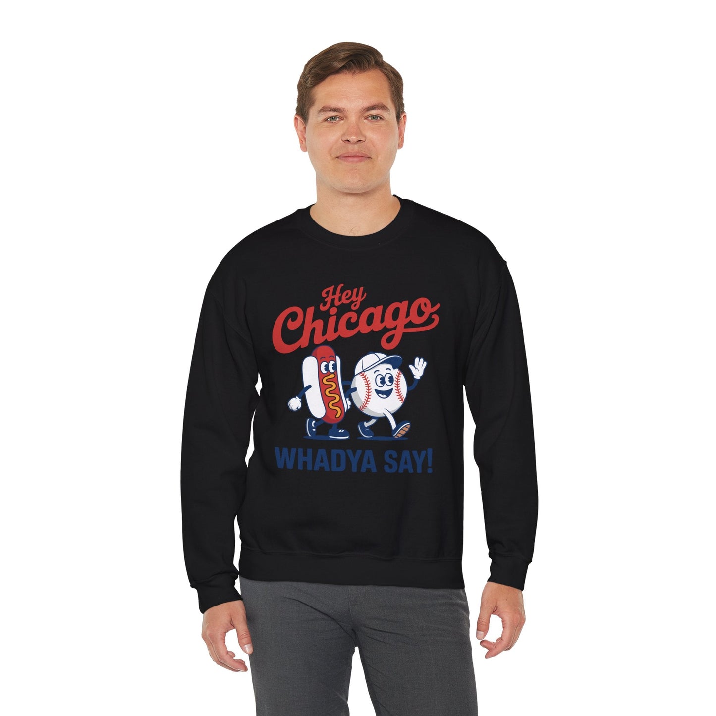 Hey Chicago Whadya Say Baseball and Hot Dog 4th of July Men Women Sweatshirt