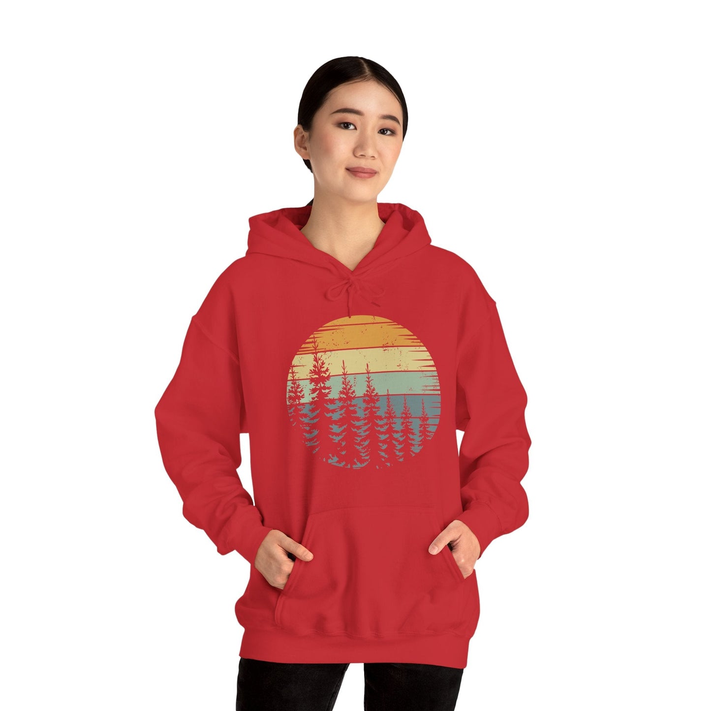 Retro Forest Trees Outdoors Nature Vintage Graphic Hoodie