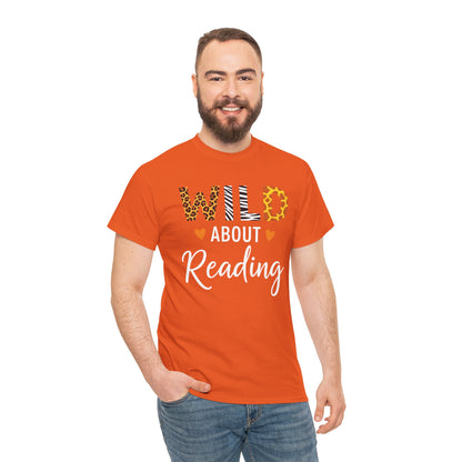 Wild About Reading Funny Book Lover Bookworm Library Day T-Shirt