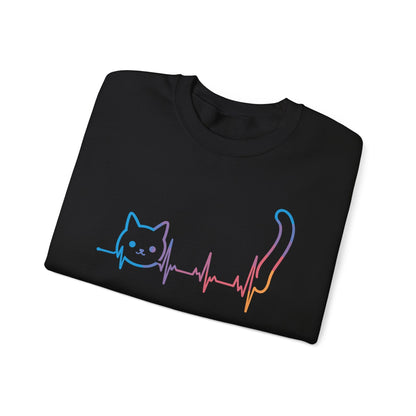 Heartbeat Cat Lover Animal Silhouette Cute Cat Sweatshirt