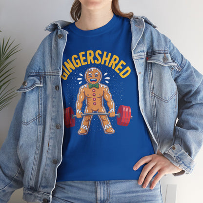 Funny Gingershred Gingerbread Man Gym Bodybuilding Christmas T-Shirt