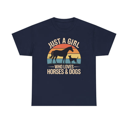Just A Girl Who Loves Horses and Dogs Women Girls T-Shirt