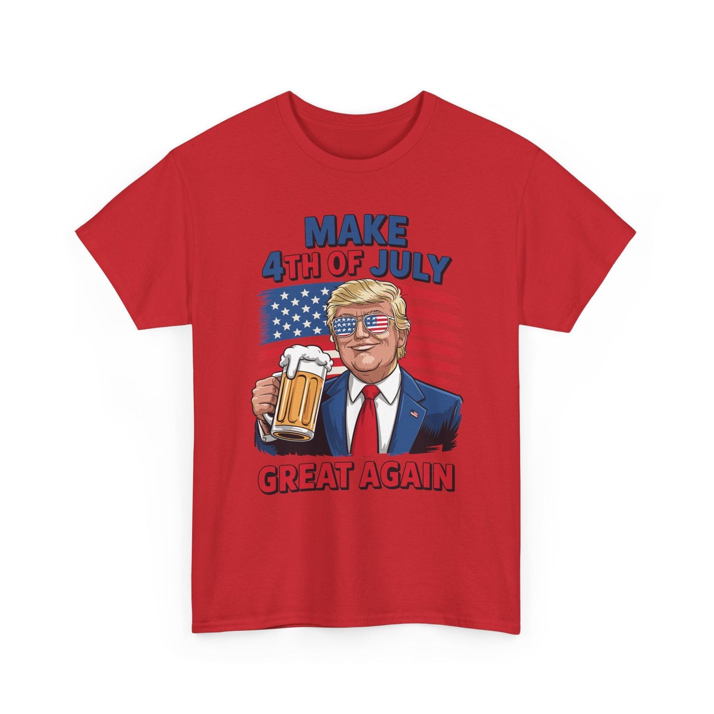 Funny Trump Make 4th Of July Great Again Drinking Beer T-Shirt