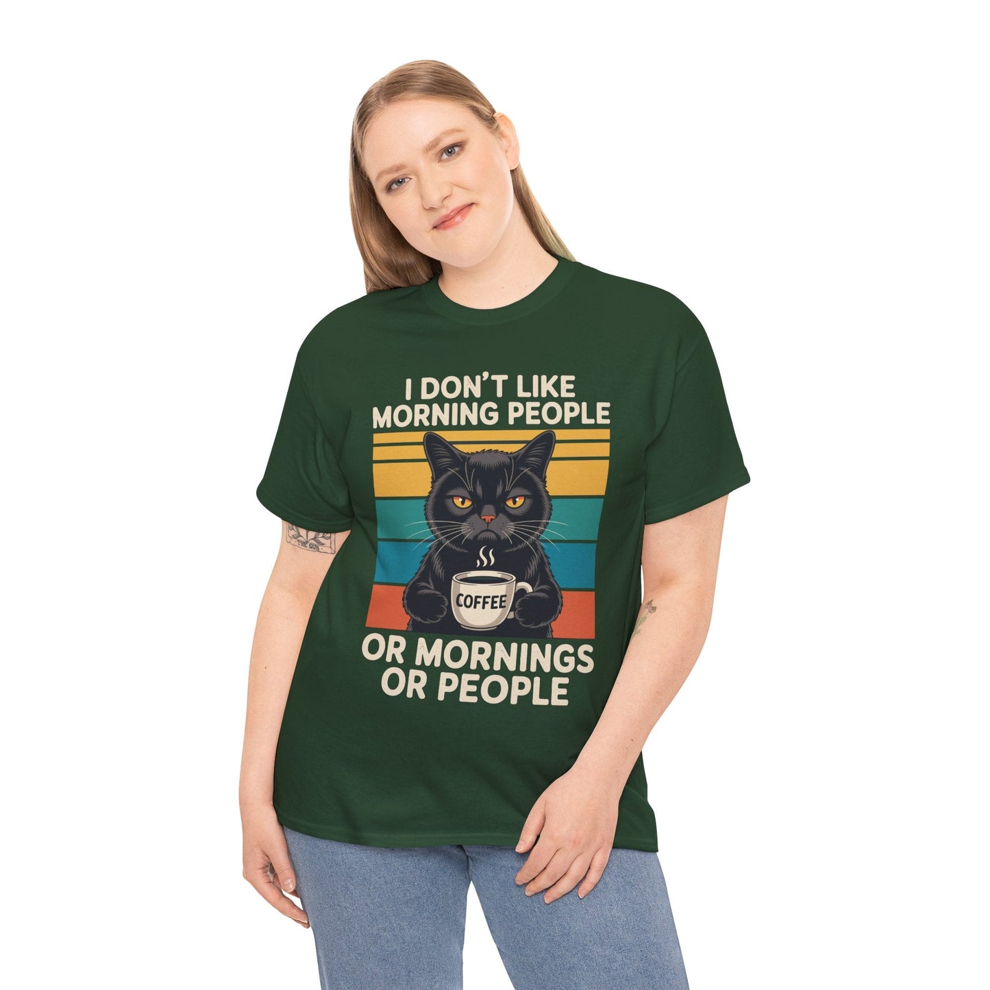 I Hate Morning People And Mornings And People Coffee Cat T-Shirt