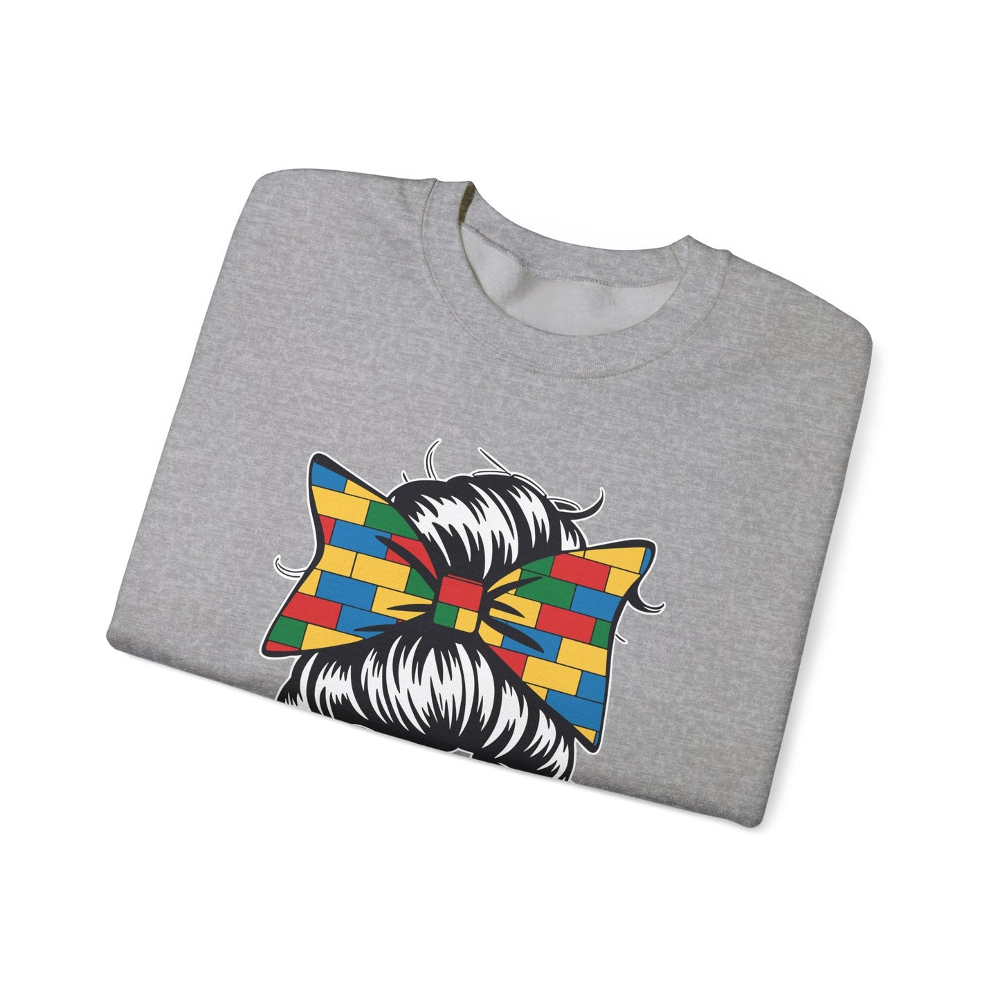 Building Block Messy Bun Mom Life Master Builder Mothers Day Sweatshirt