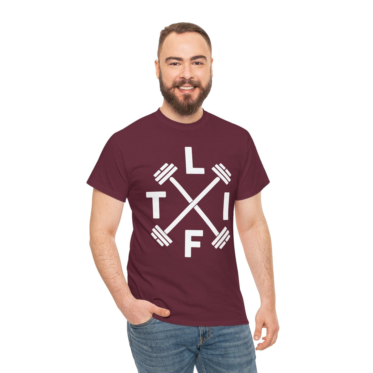 LIFT Weightlifting Fitness Barbells Crossed Circle T-Shirt