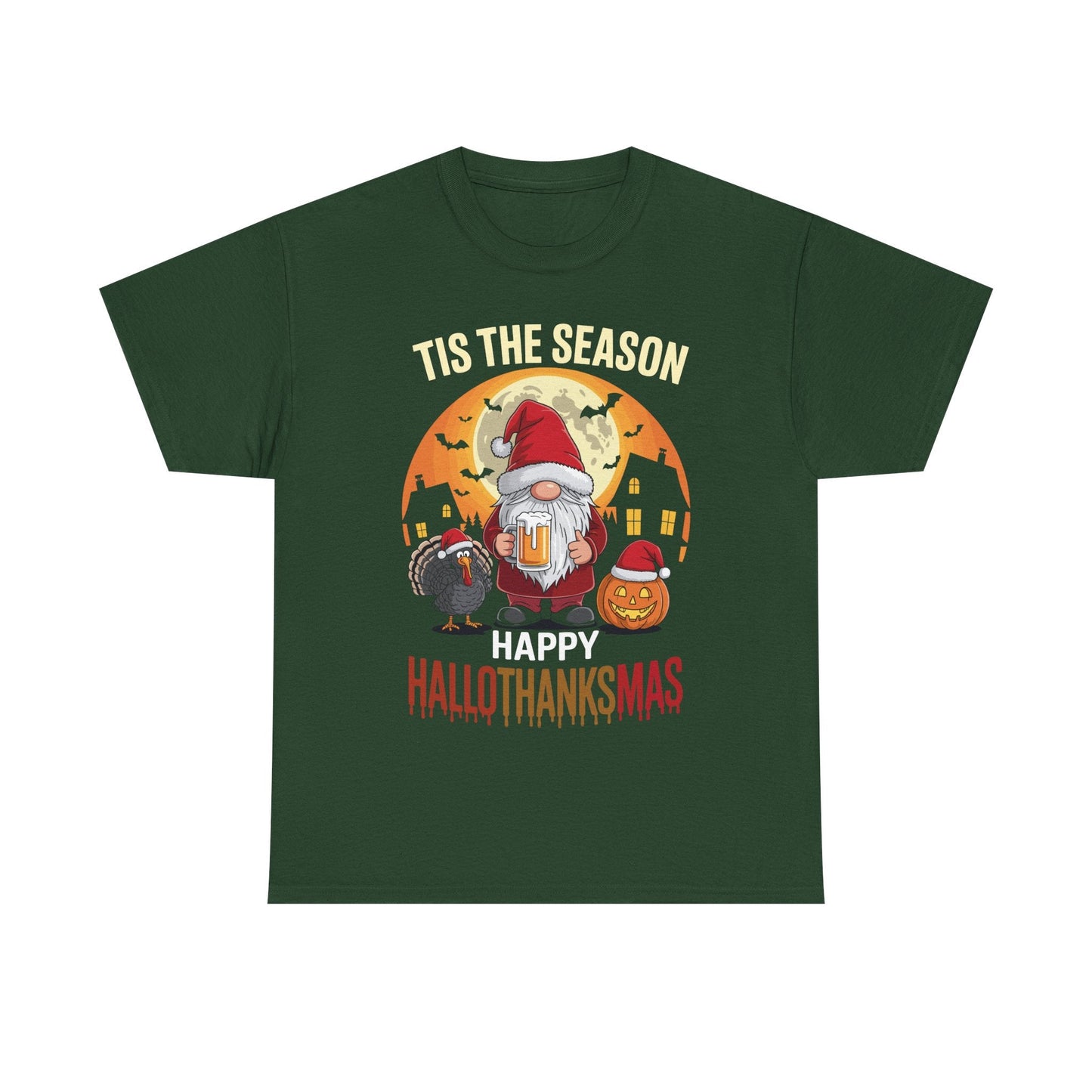 Happy Hallothanksmas Halloween Thanksgiving Merry Christmas T-Shirt