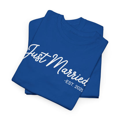 Just Married 2025 Honeymoon Wedding Couples Fiancee T-Shirt