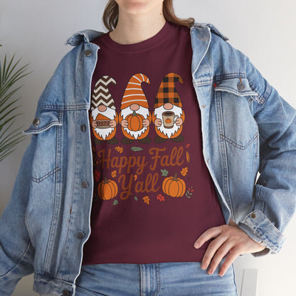 Happy Fall Y'all Gnome Pumpkin Autumn Thanksgiving Men Women T-Shirt