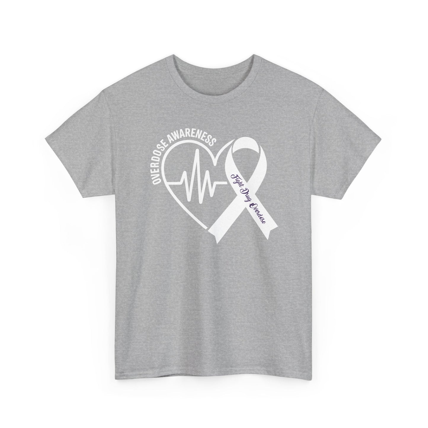 Overdose Awareness Month Heart Purple Ribbon Support T-Shirt