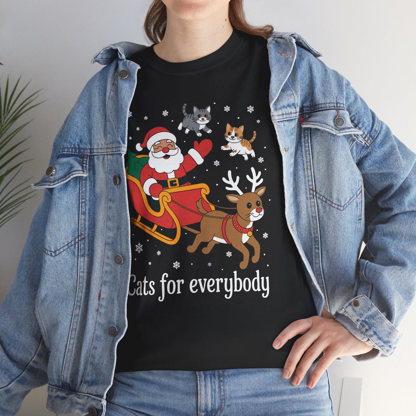 Cats For Everybody Christmas Cat Funny Xmas Women Santa T-Shirt