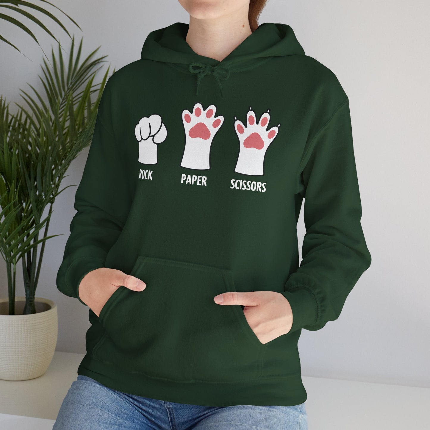 Funny  Introvert Cat Animal Rescue Rock Paper Scissors Cute Paw Cat Hoodie