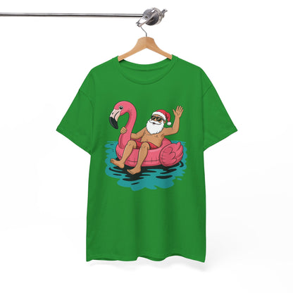 Santa Flamingo Floatie Funny Christmas In July Summer Xmas T-Shirt