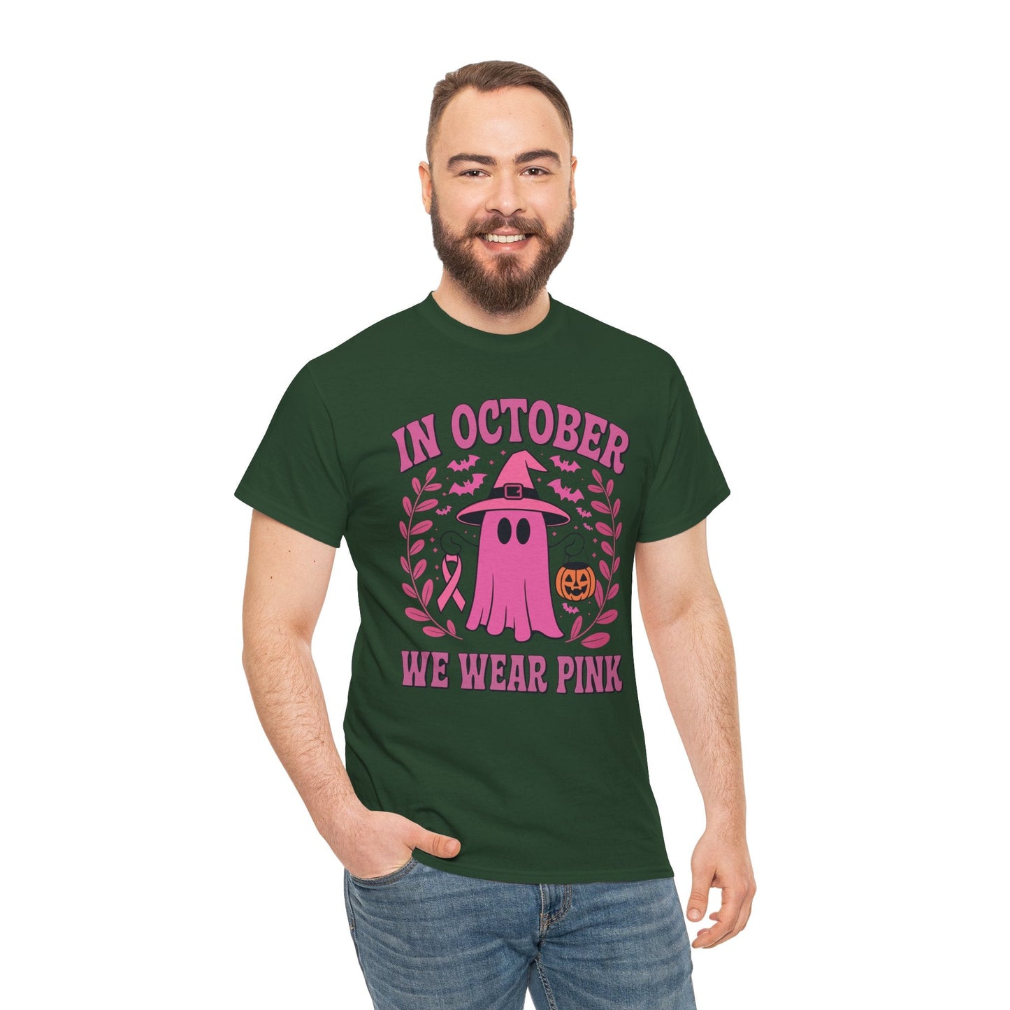 In October We Wear Pink Breast Cancer Awareness Halloween T-Shirt