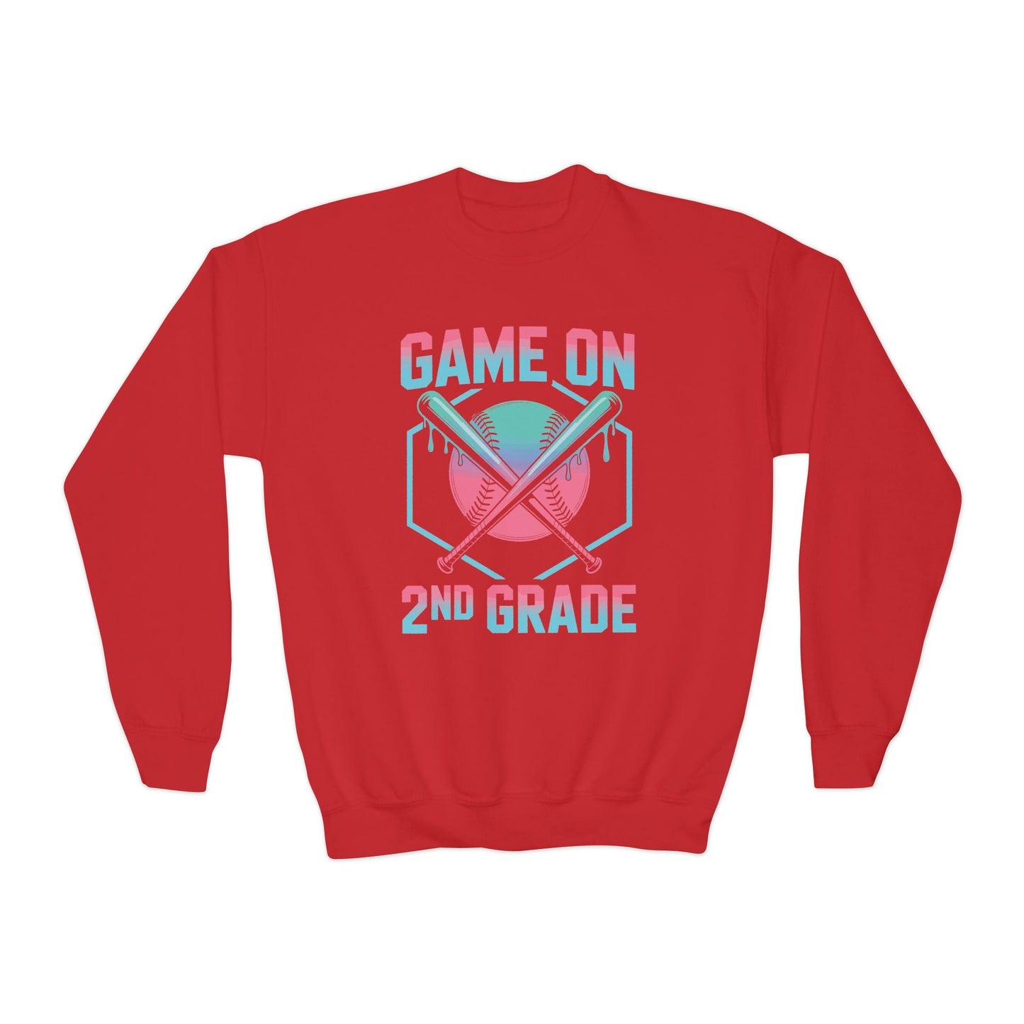 2nd Grade Back to School Baseball Drip Ice Cream Game On Kid Sweatshirt