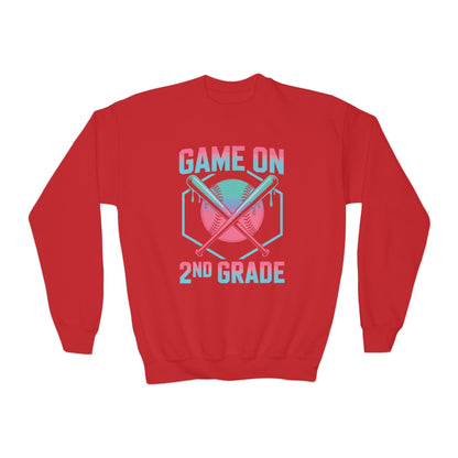 2nd Grade Back to School Baseball Drip Ice Cream Game On Kid Sweatshirt
