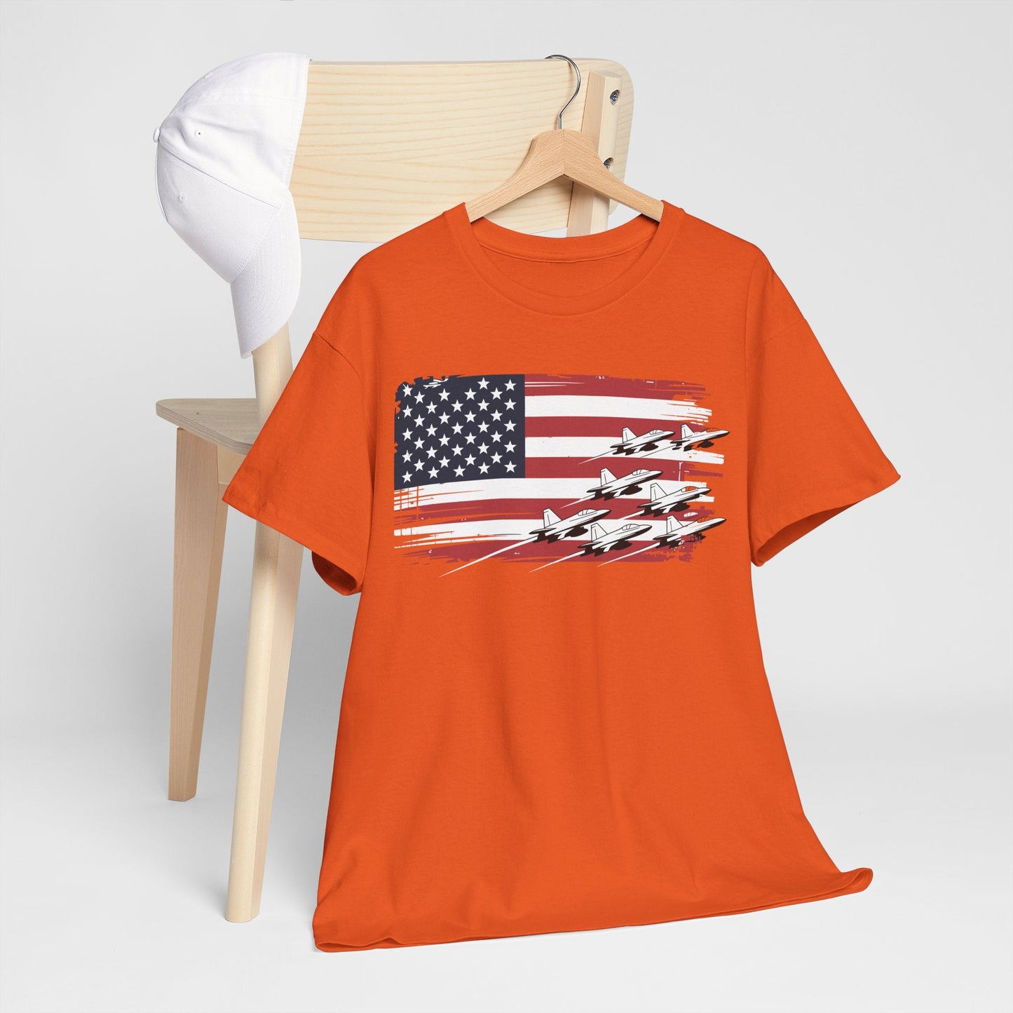 Patriotic Red White Blue USA Flag Fighter Jets 4th of July T-Shirt