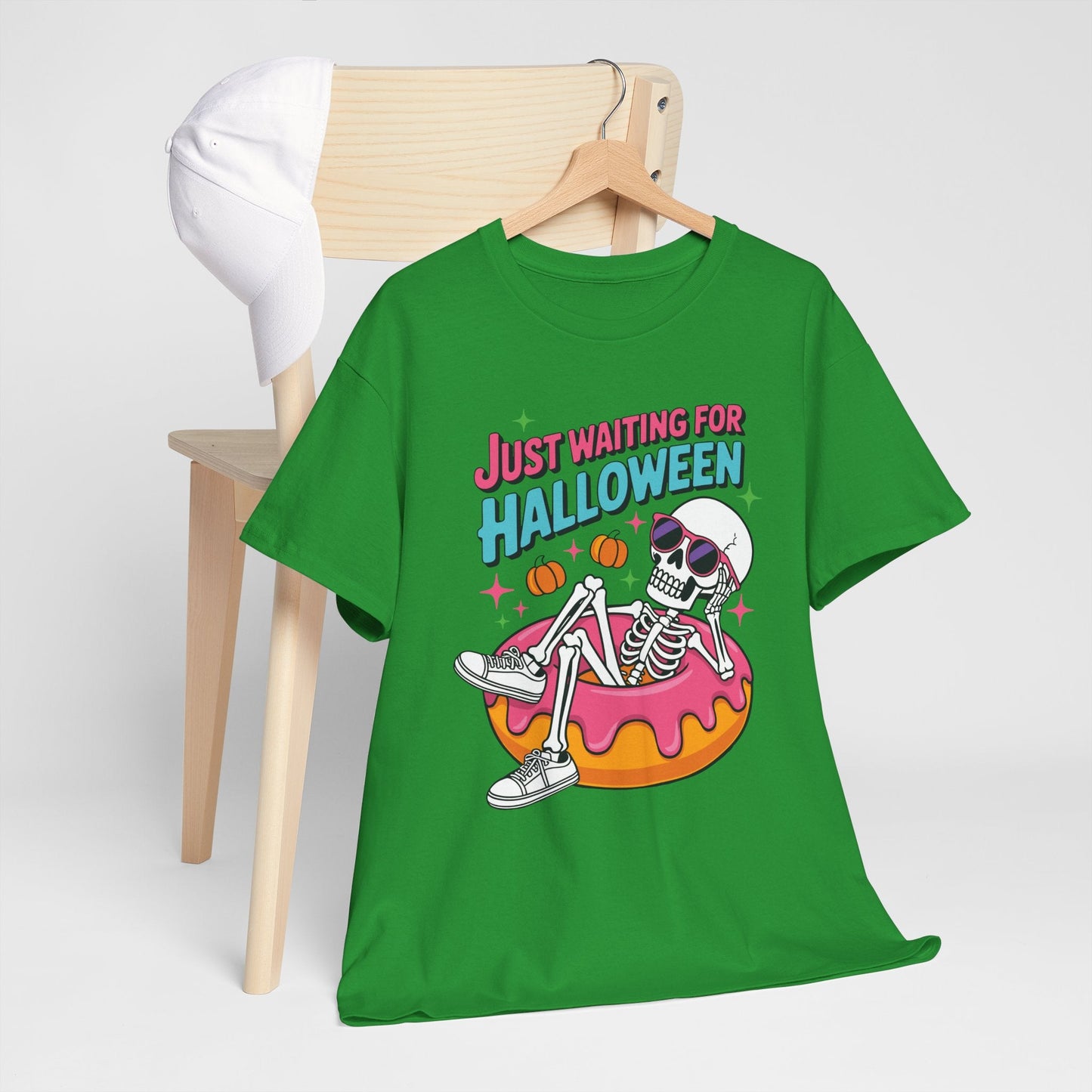 Just Waiting For Halloween Skeleton Donut Summerween Vibes T-Shirt