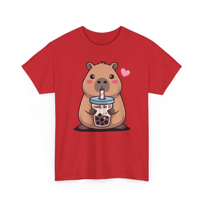 Cute Capybara Kawaii Anime Drinking Bubble Tea Lover Girls T-Shirt