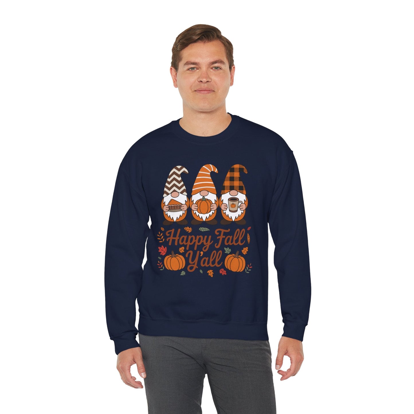 Happy Fall Y'all Gnome Pumpkin Autumn Thanksgiving Men Women Sweatshirt
