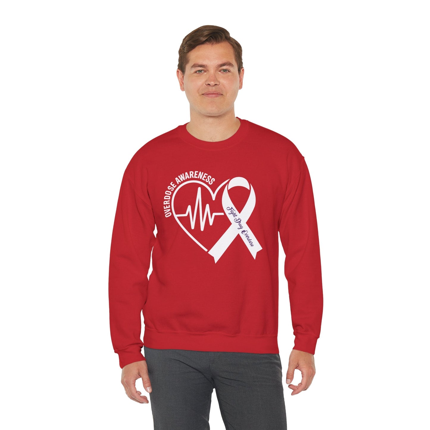 Overdose Awareness Month Heart Purple Ribbon Support Sweatshirt