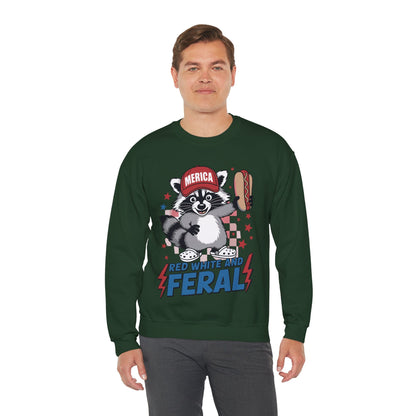Red White And Feral Raccoon 4th of July Saying Meme Sweatshirt
