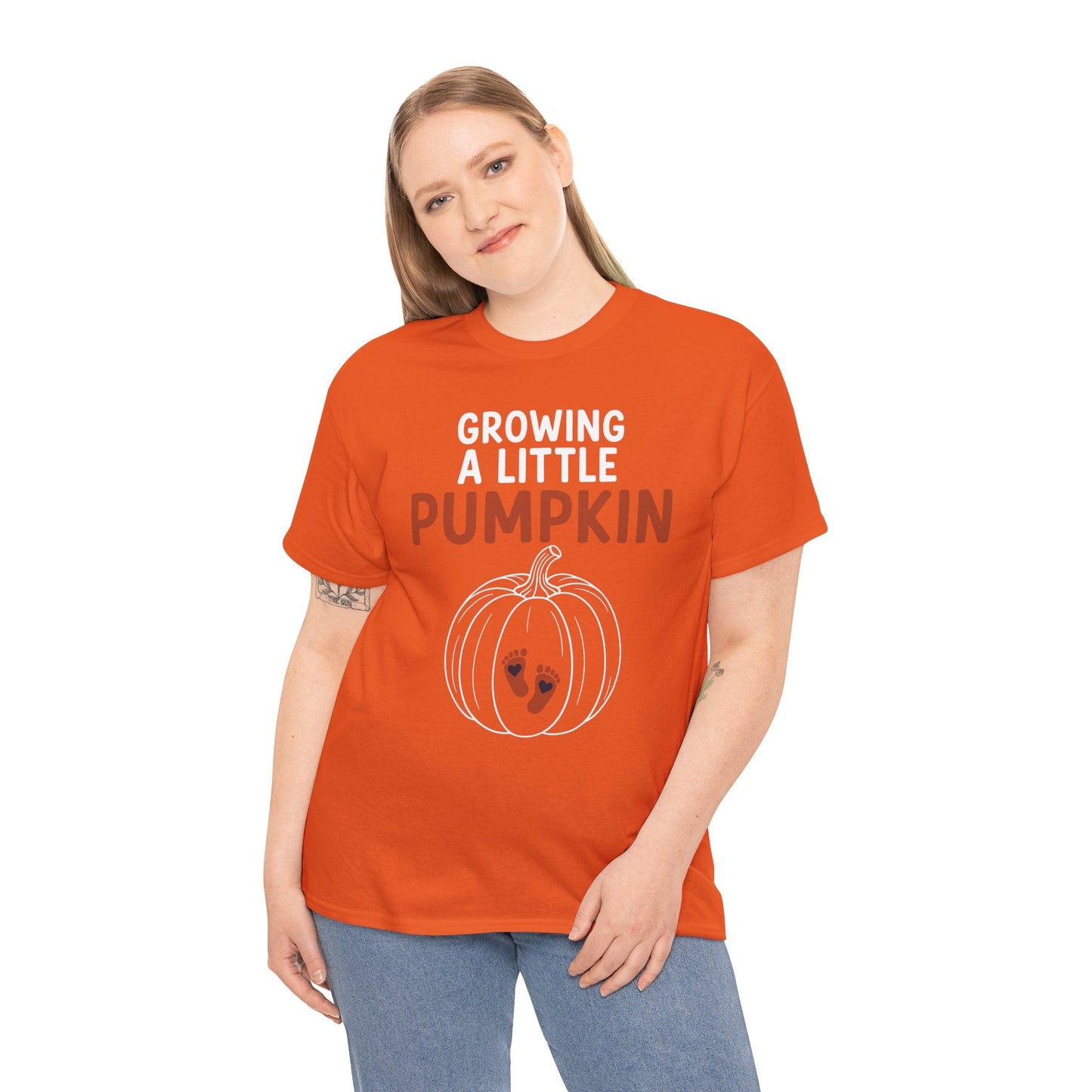 Growing A Little Pumpkin Fall Thanksgiving Baby Bump Wife T-Shirt