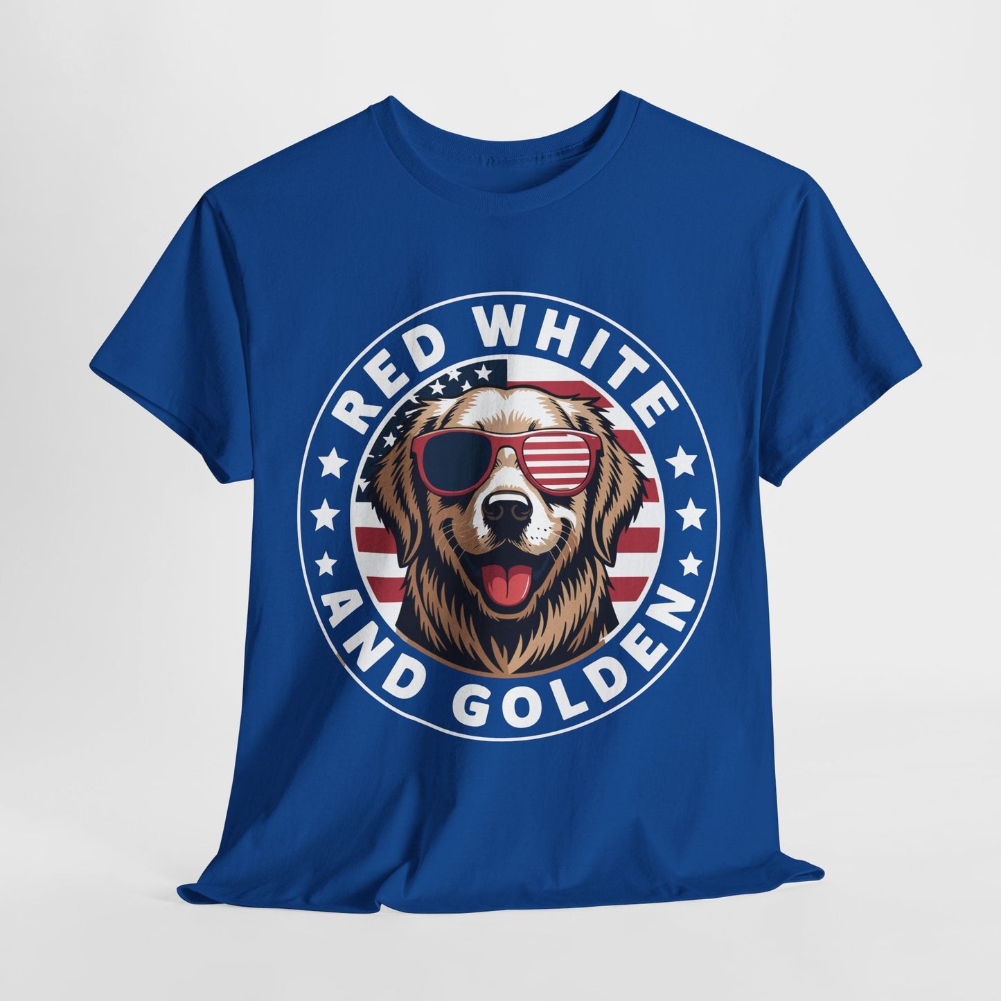 Red White Golden Retriever American Flag 4th of July Gift T-Shirt