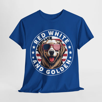 Red White Golden Retriever American Flag 4th of July Gift T-Shirt