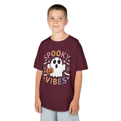 Spooky Vibes Ghost Retro Groovy Halloween Kids T-Shirt