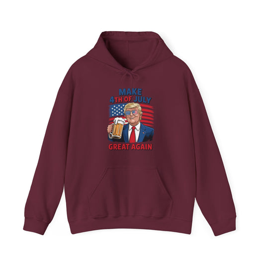 Funny Trump Make 4th Of July Great Again Drinking Beer Hoodie