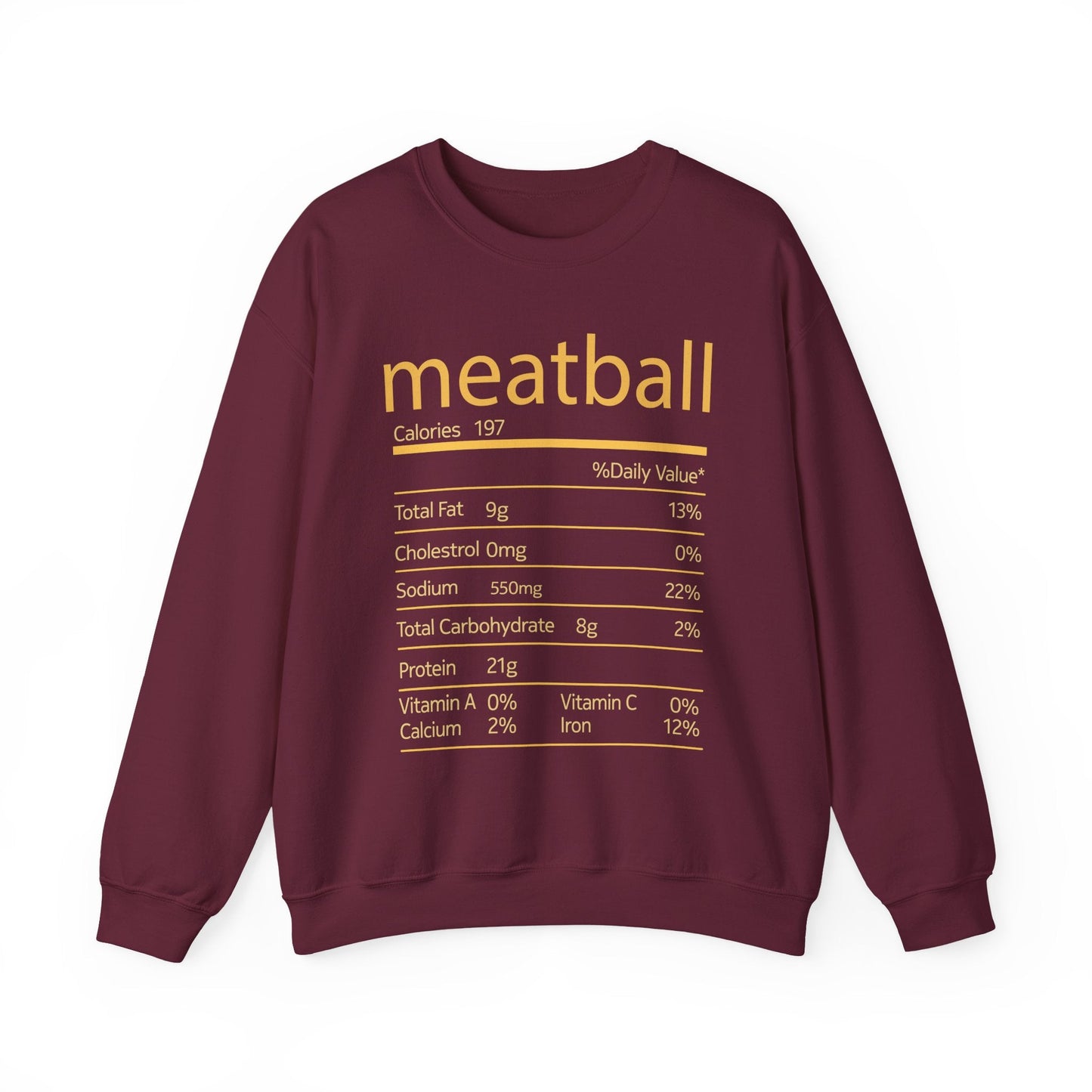 Meatball Nutrition Facts Funny Thanksgiving Christmas Sweatshirt