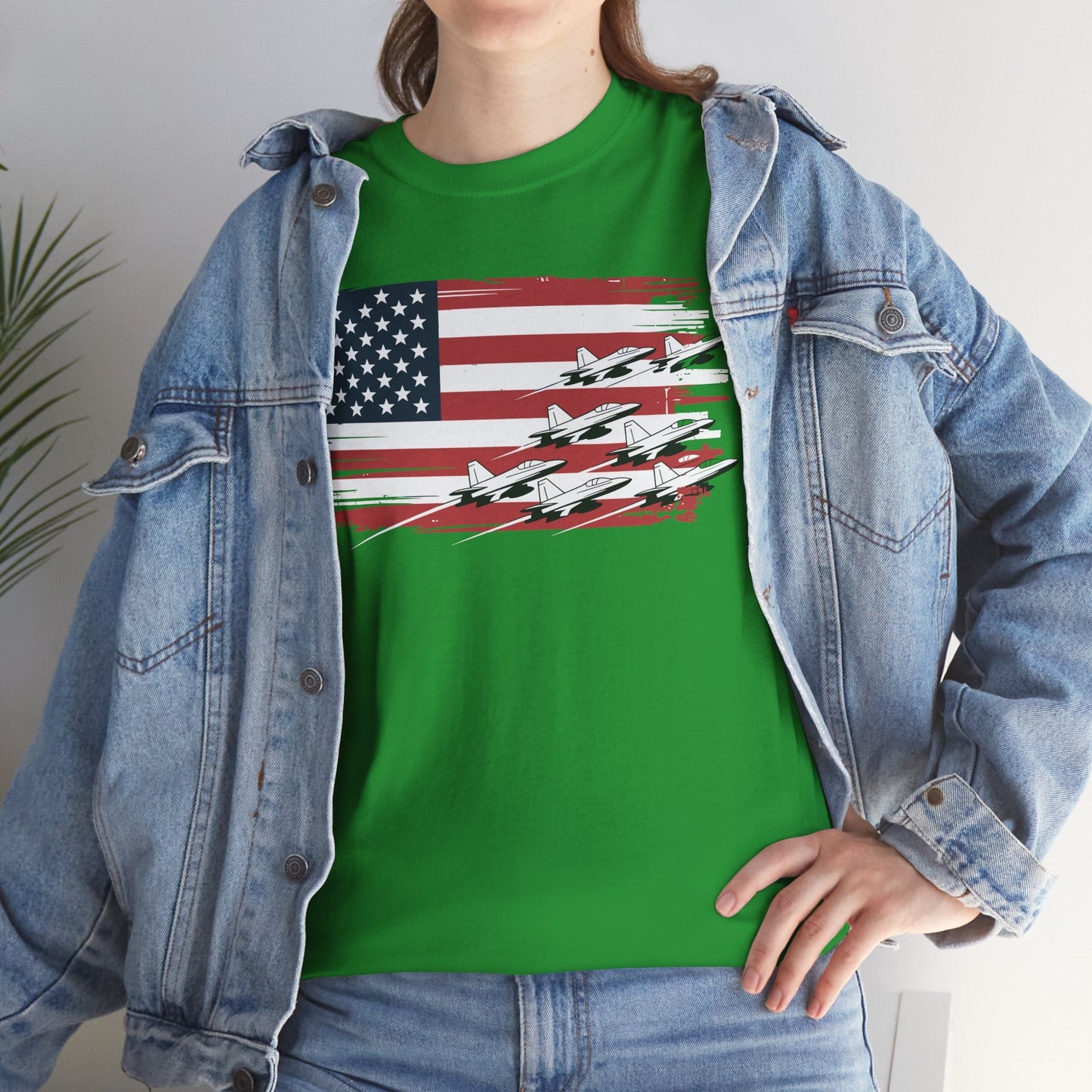 Patriotic Red White Blue USA Flag Fighter Jets 4th of July T-Shirt