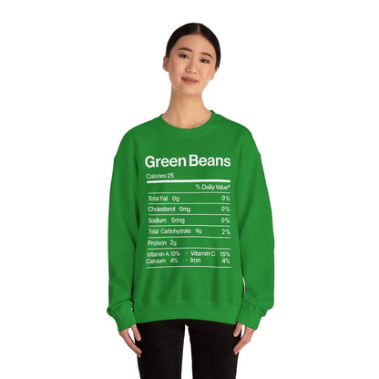 Green Beans Nutrition Facts Funny Thanksgiving Christmas Sweatshirt