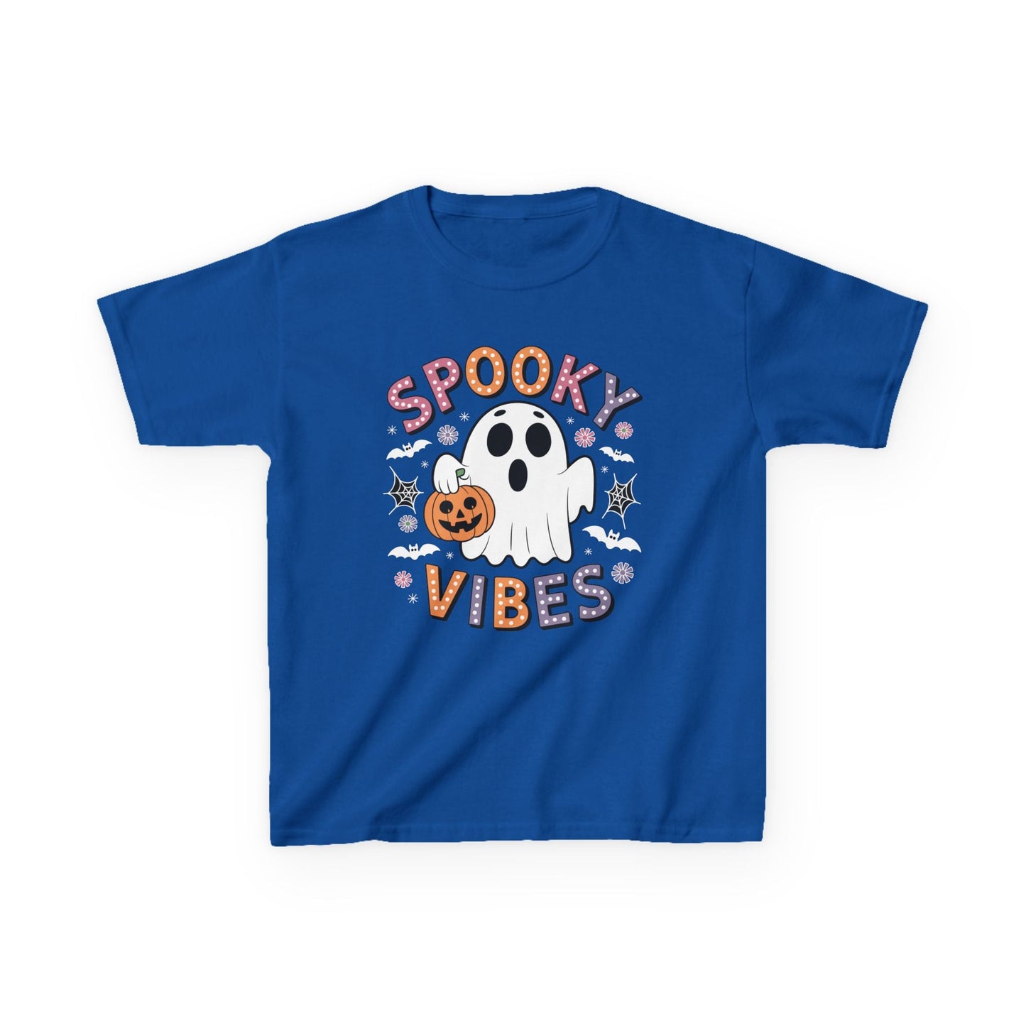 Spooky Vibes Ghost Retro Groovy Halloween Kids T-Shirt