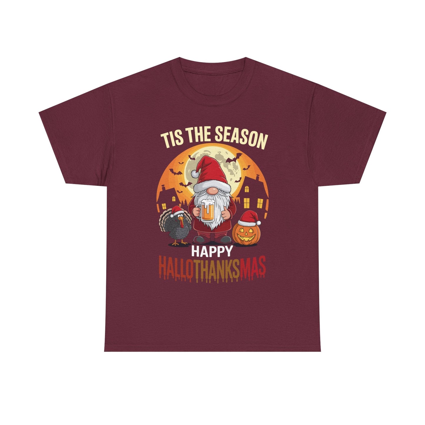 Happy Hallothanksmas Halloween Thanksgiving Merry Christmas T-Shirt