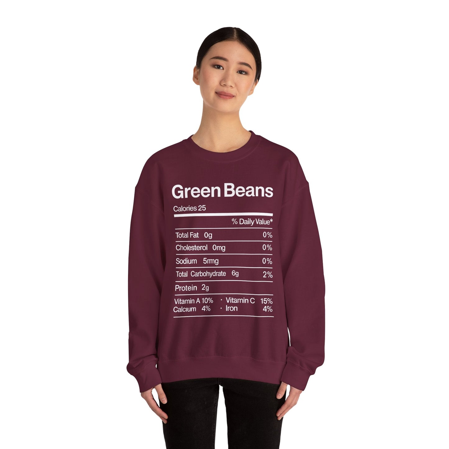 Green Beans Nutrition Facts Funny Thanksgiving Christmas Sweatshirt