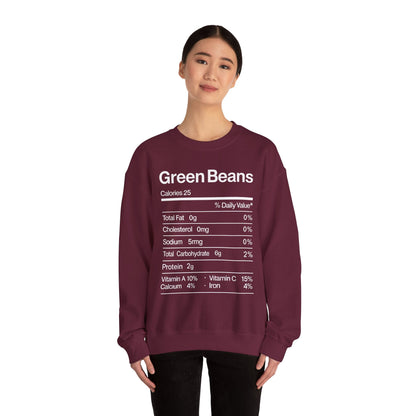 Green Beans Nutrition Facts Funny Thanksgiving Christmas Sweatshirt