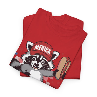 Red White And Feral Raccoon 4th of July Saying Meme T-Shirt